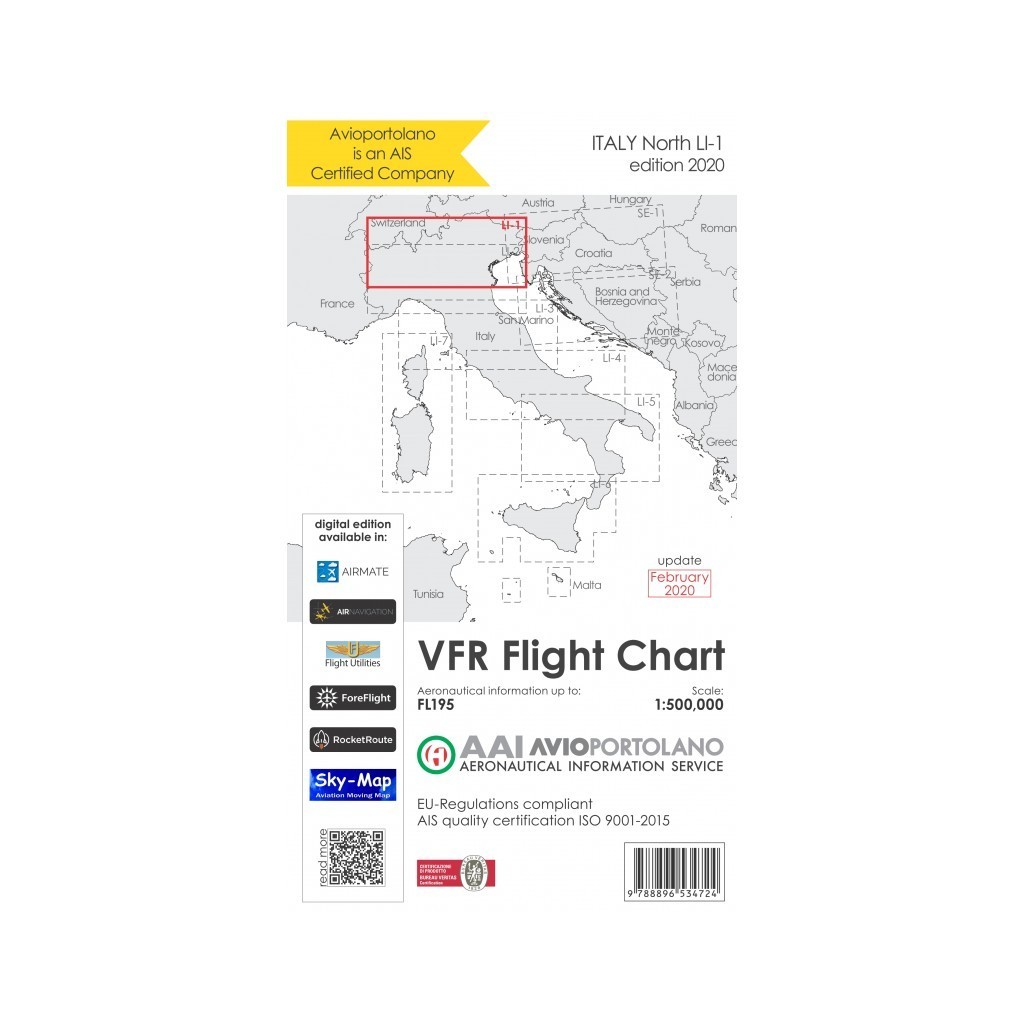 Carte Aeronautiche VFR Avioportolano edizione 2020 - LI-1 NORD