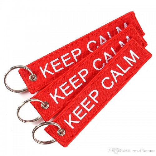 Portachiavi tessuto Keep Calm And Carry On