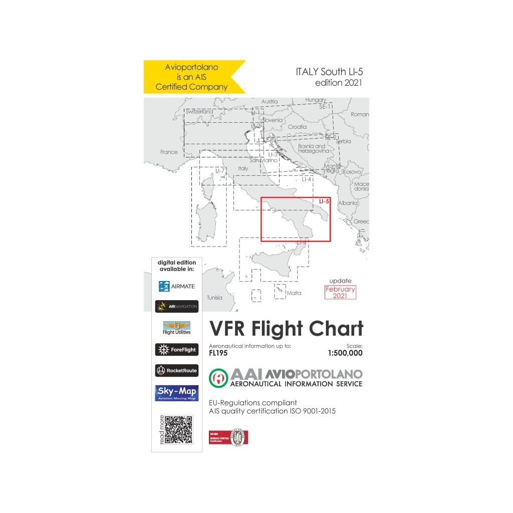 Carte Aeronautiche VFR Avioportolano edizione 2020 - LI-5 Sud