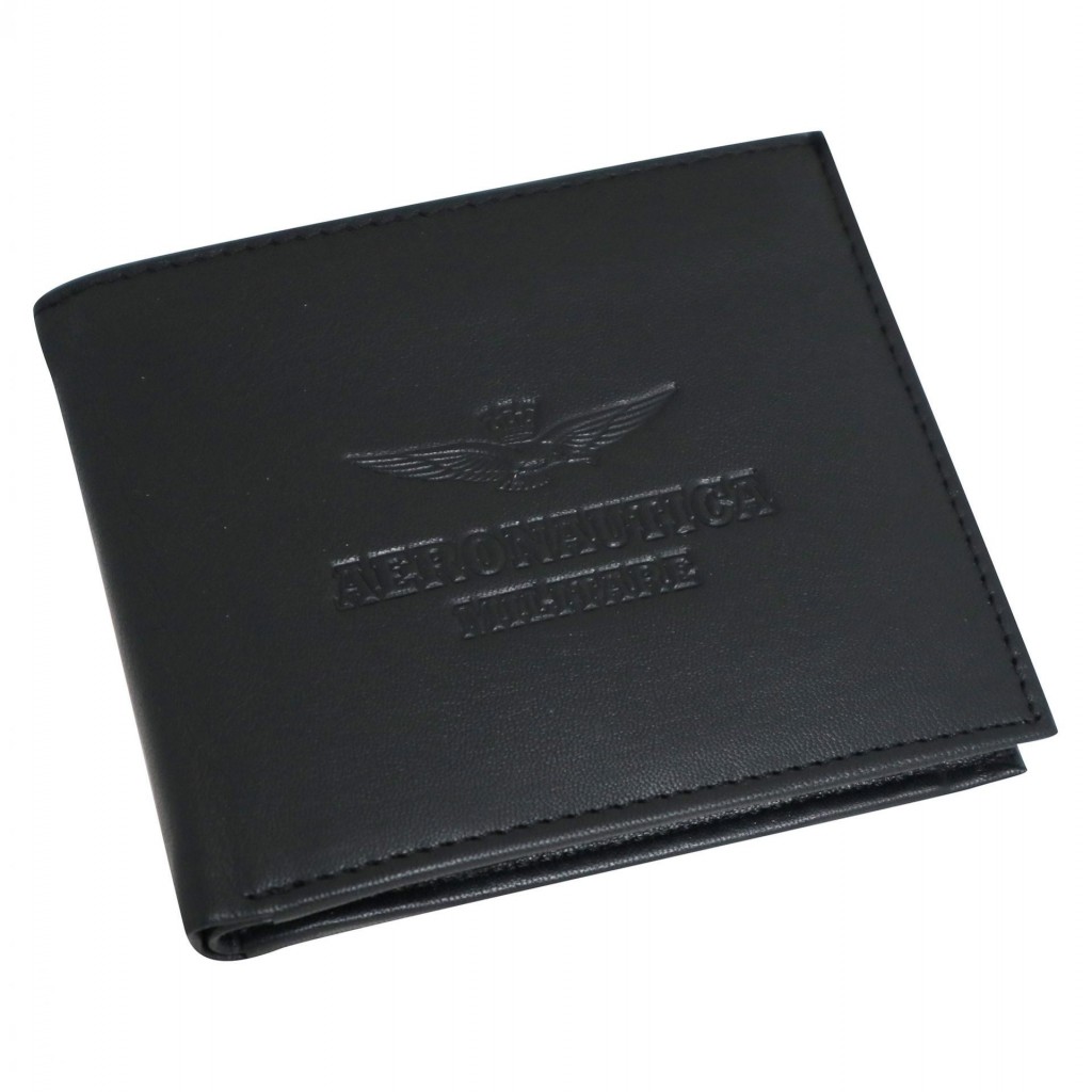 Portafoglio RFID in pelle nera Aeronautica Militare