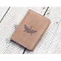 Portalicenza Pilot Licence Cover Wings marrone vera pelle