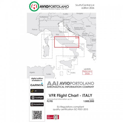 Carte Aeronautiche VFR Avioportolano edizione 2026 - LI-4 CENTRO SUD