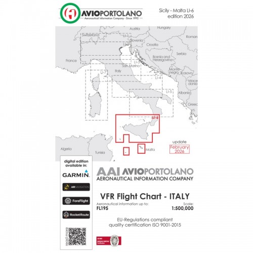 Carte Aeronautiche VFR Avioportolano edizione 2026 - LI-6 SICILIA-MALTA