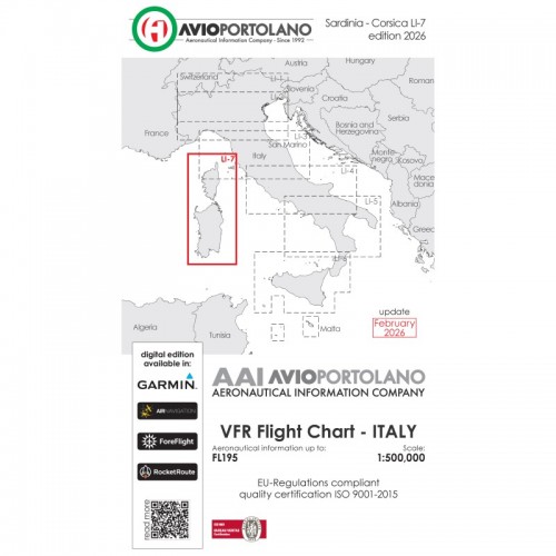 Carte Aeronautiche VFR Avioportolano edizione 2026 - LI-7 SARDEGNA-CORSICA