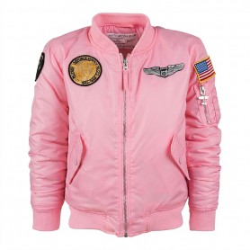 Bomber Bambino/a Blu MA-I Flight Jacket Rosa